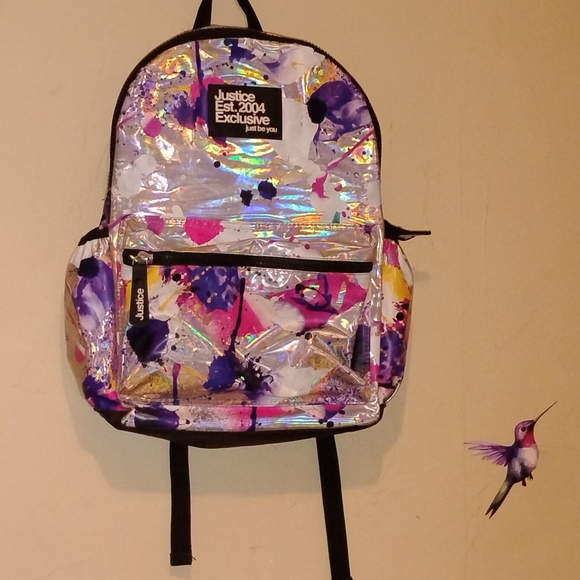 Justice Multicolor Holographic Backpack - Picture 1 of 4